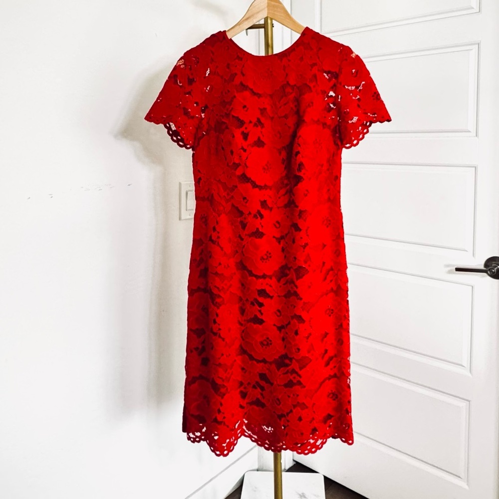 NWOT Vtg Y2K Red‎ Floral Lace Embroidered Midi Dress 10 Romantic Wedding Guest